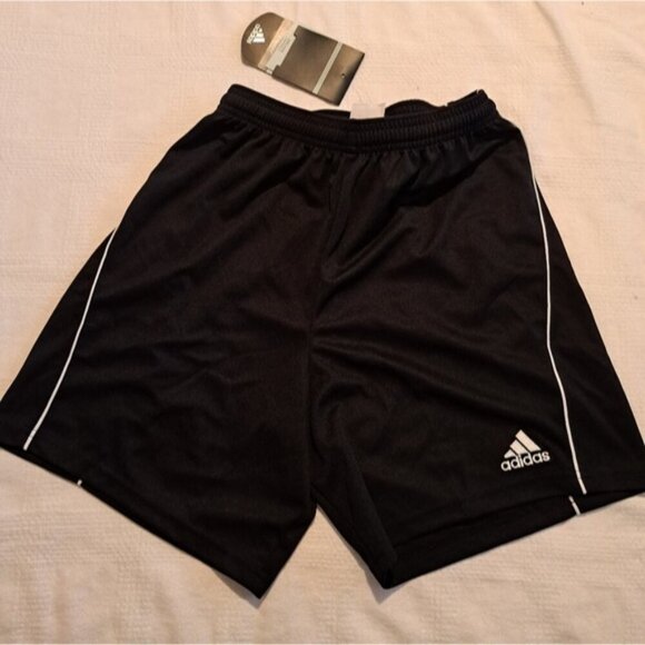 Adidas Trussie girls size Large soccer shorts, all black with white accent, NWT - Picture 1 of 6
